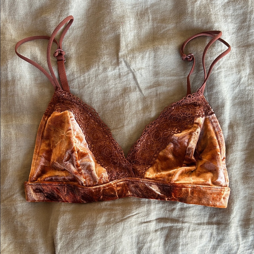 Free People Velvet Lace Bralette in Brown